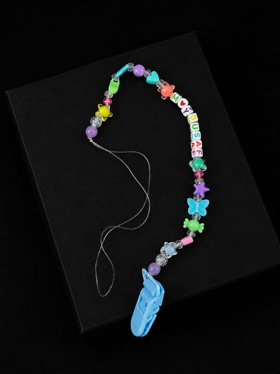 Colorful Beaded Bib Pacifier Clip