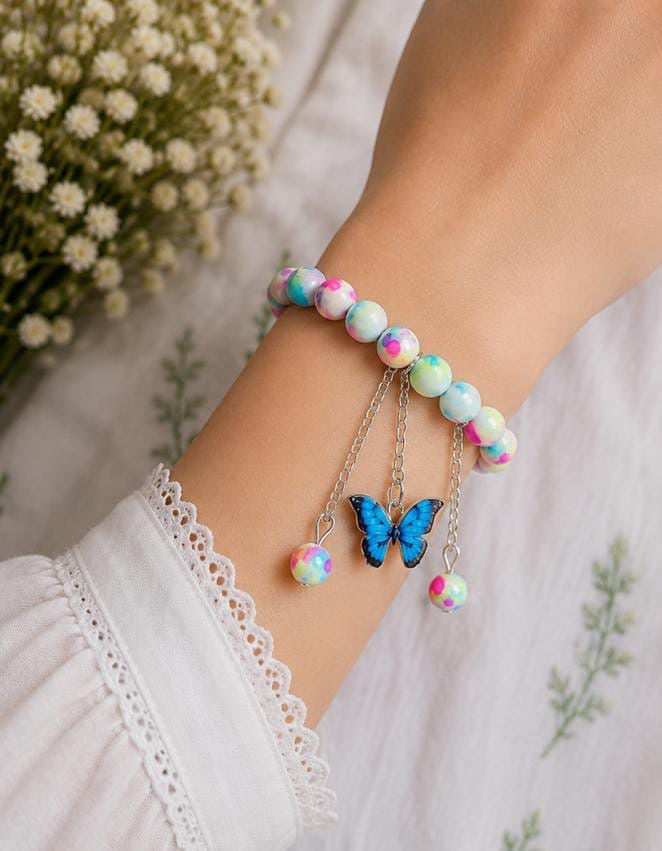 Blue Butterfly Charm Bracelet
