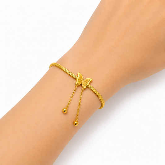 Gold Flat Chain Butterfly Bracelet (stainless steel)