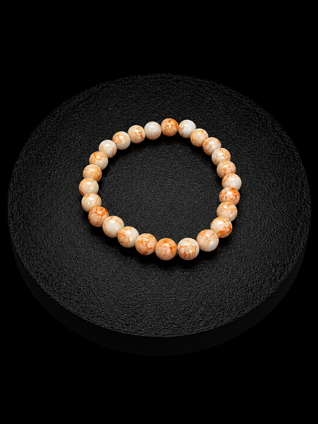 Natural Marble Effect Orange Beaded Bracelet