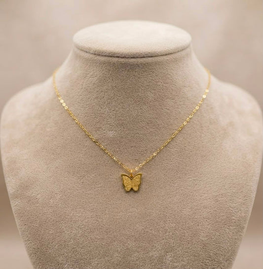 Gold Butterfly Pendant Necklace (stainless steel)