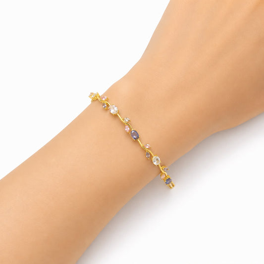 Elegant Pastel Tulip Gemstone Bracelet (stainless steel)