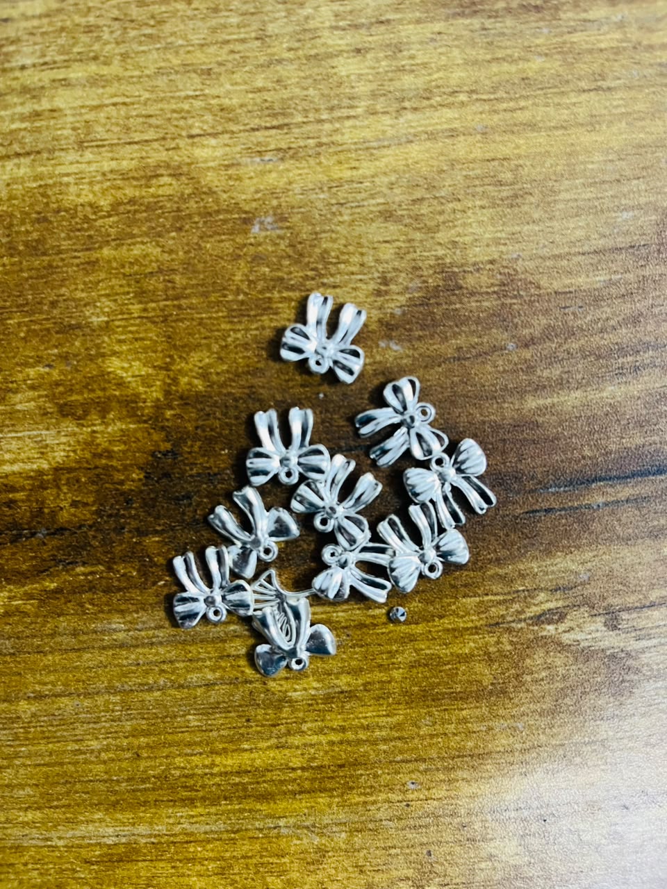 Silver Ribbon Bow Charms(Pack of 3)
