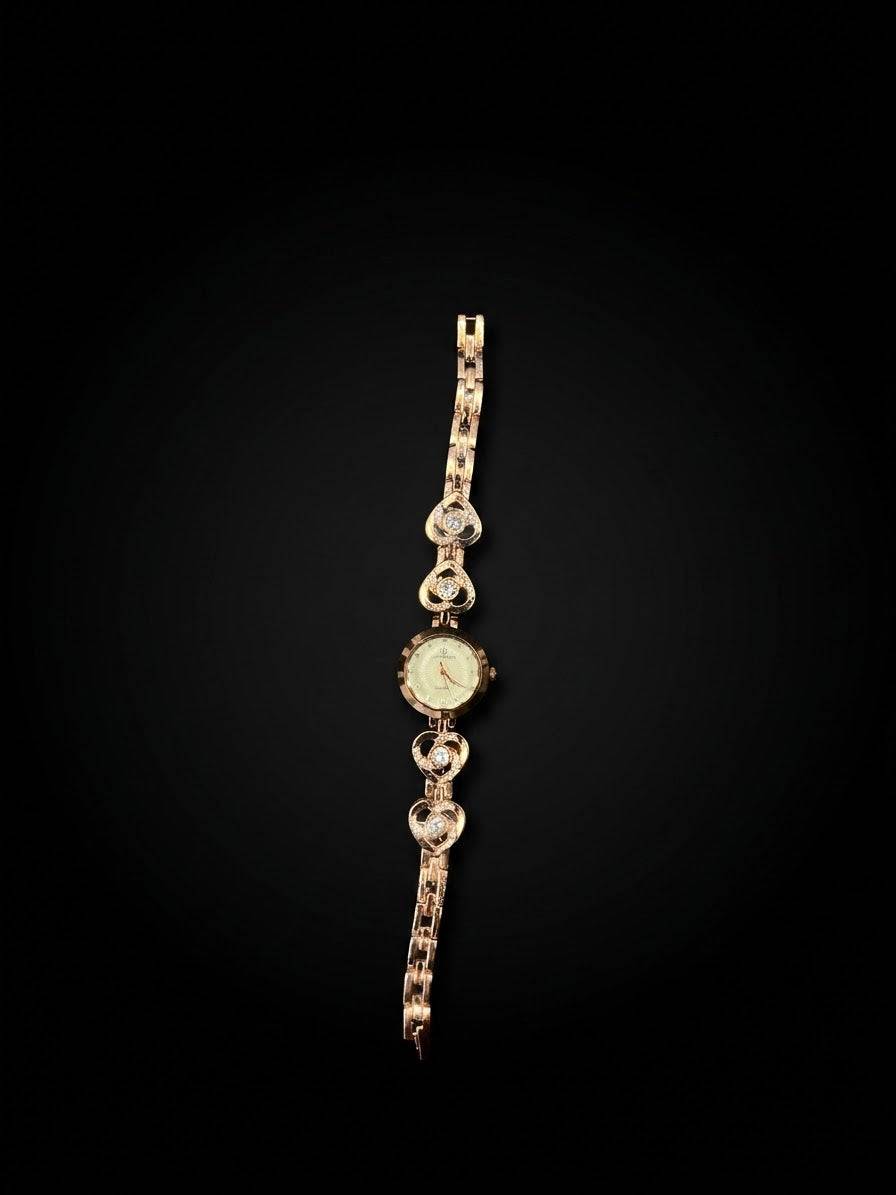 Rose Gold Swirl Heart Crystal Watch