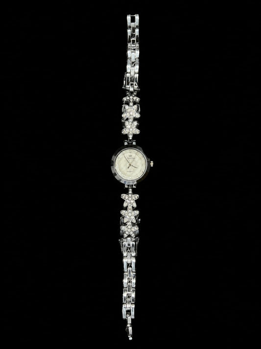 Silver Floral Crystal Watch