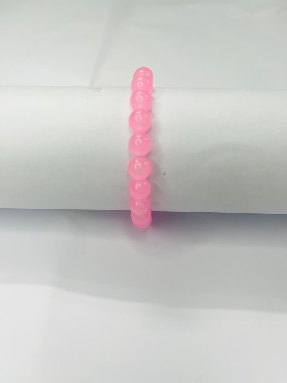 Vibrant Pink Polished Bead Stretch Bracelet