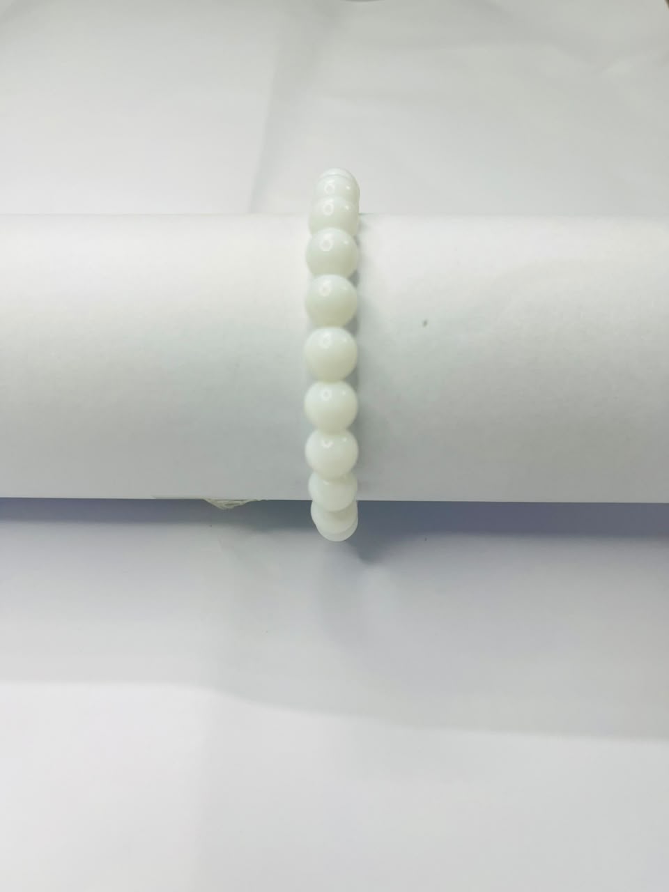 Minimalist Milky White Polished Bead Bracelet