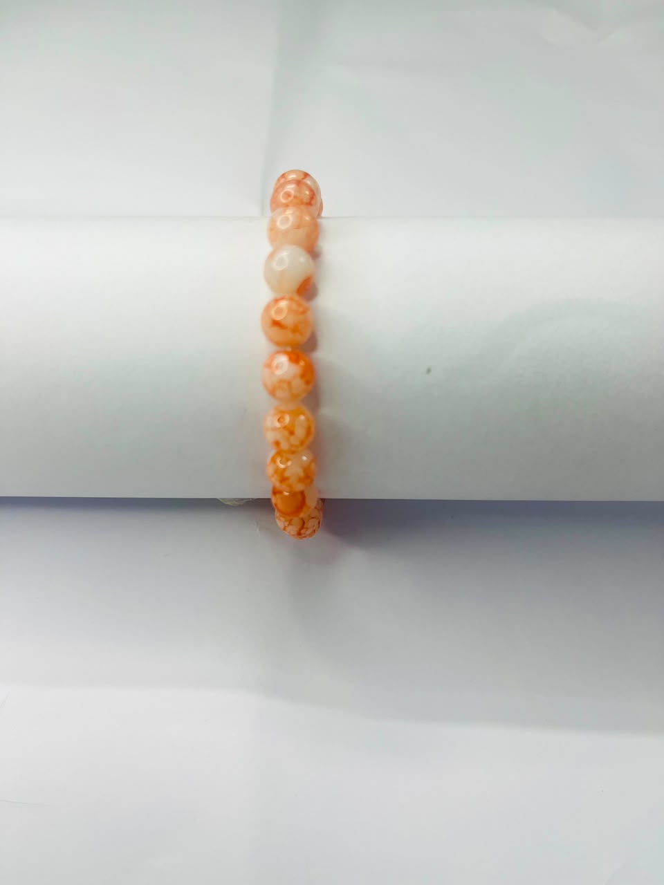 Natural Marble Effect Orange Beaded Bracelet
