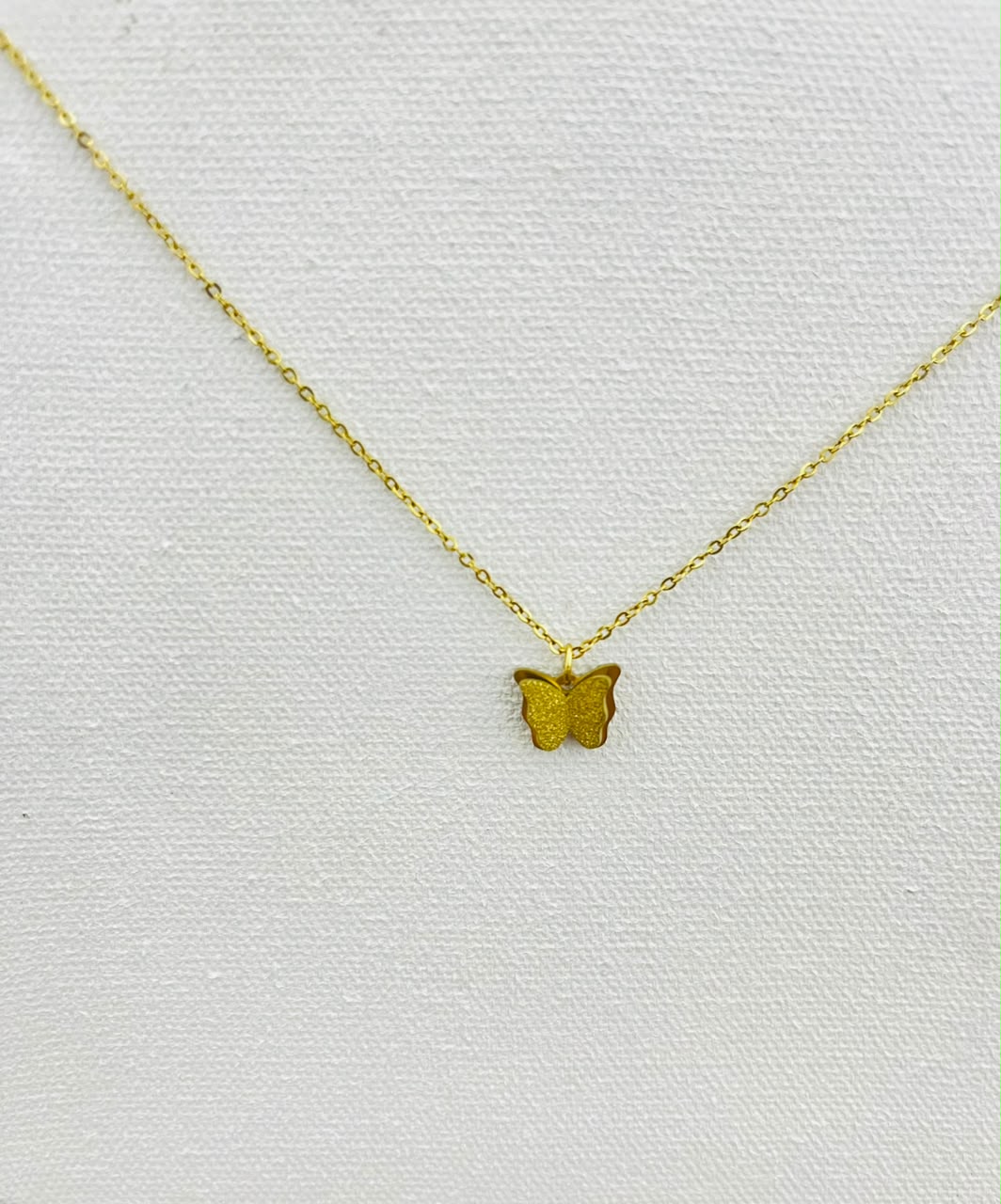 Gold Butterfly Pendant Necklace (stainless steel)