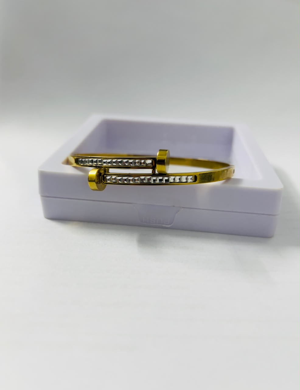 Gold-Tone Double Nail Crystal Bracelet (stainless steel)