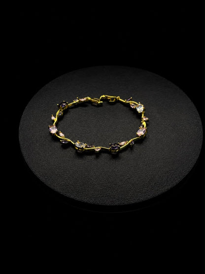 Elegant Pastel Tulip Gemstone Bracelet  (stainless steel)