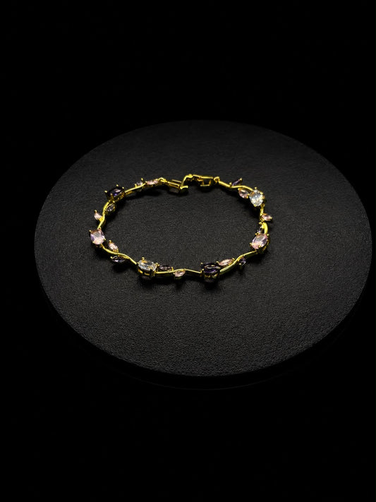 Elegant Pastel Tulip Gemstone Bracelet  (stainless steel)