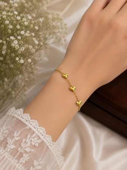 Golden Heart Charm Bracelet