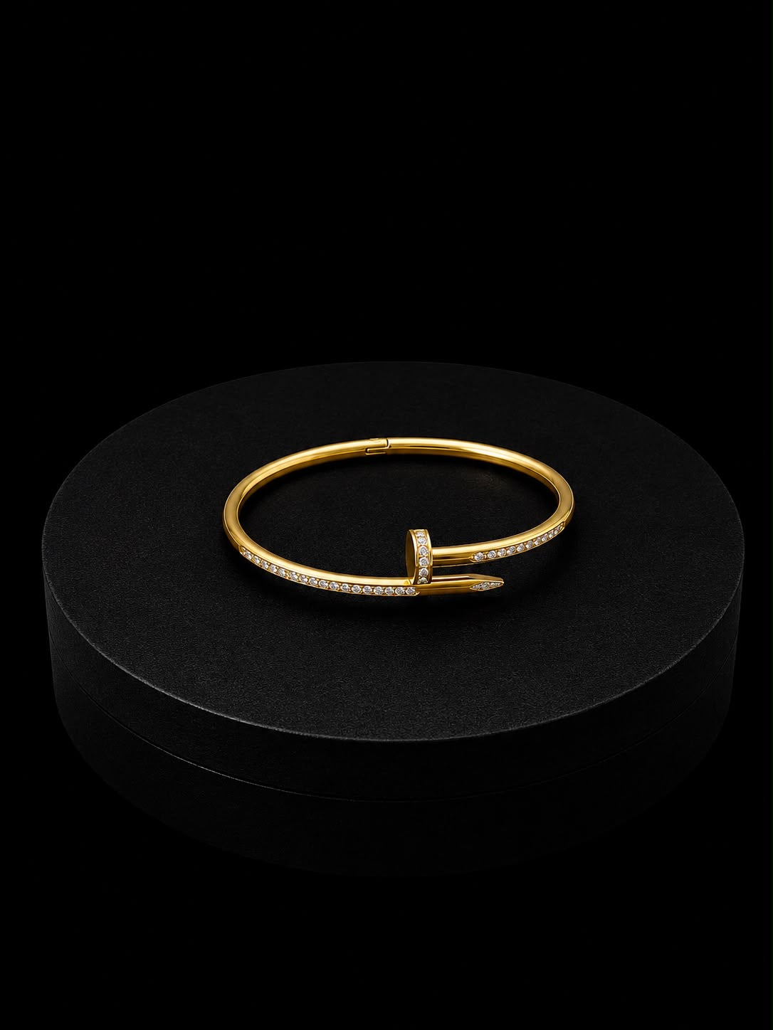 Gold Crystal Nail Bangle Bracelet (stainless steel)