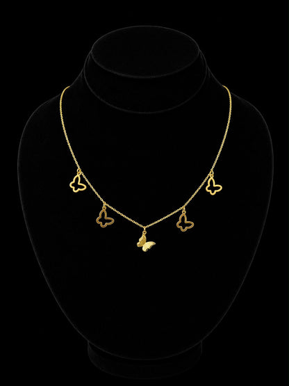 Gold Butterfly Charm Droplet Necklace (stainless steel)