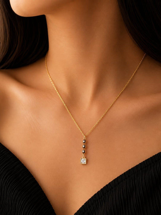 Golden Crystal Drop Pendant Necklace