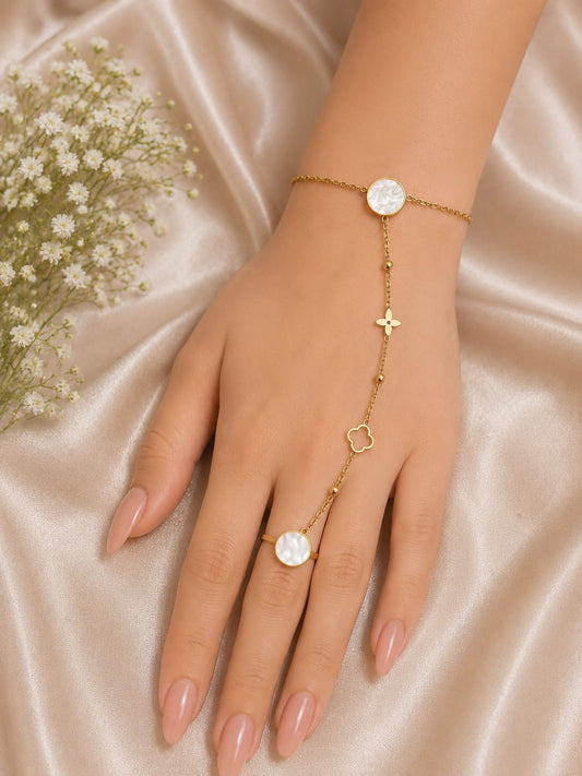 Pearl Flower Hand Chain Bracelet