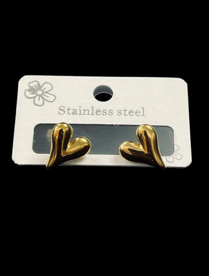 Gold Puffy Heart earings
