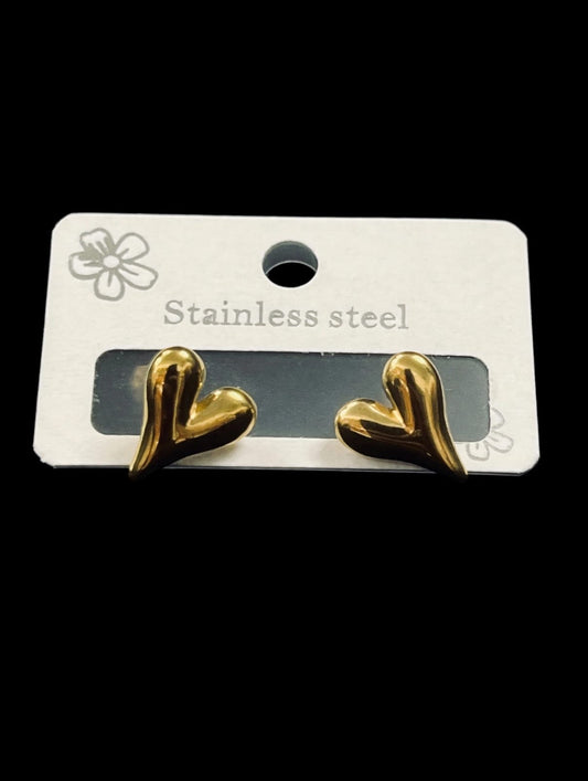 Gold Puffy Heart earings