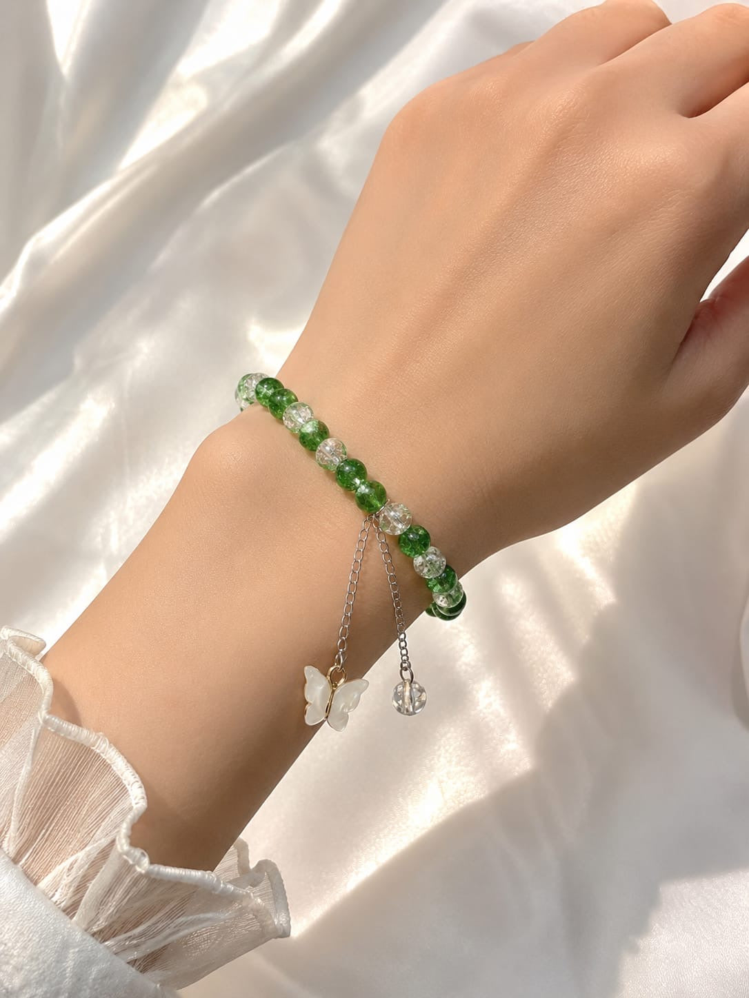 Emerald Butterfly Charm Bracelet