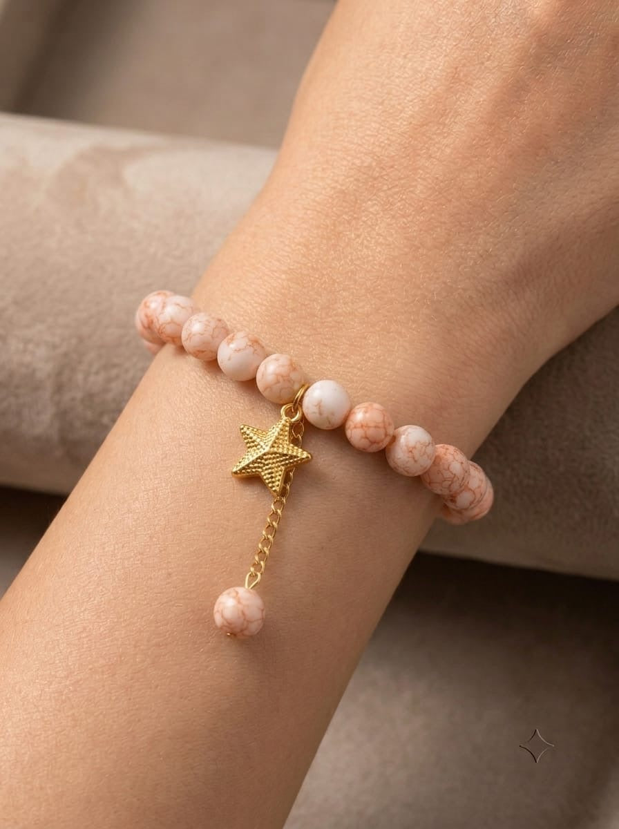 Peach Star charm Beads bracelet