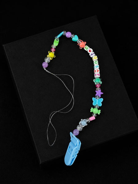 Colorful Beaded Bib Pacifier Clip