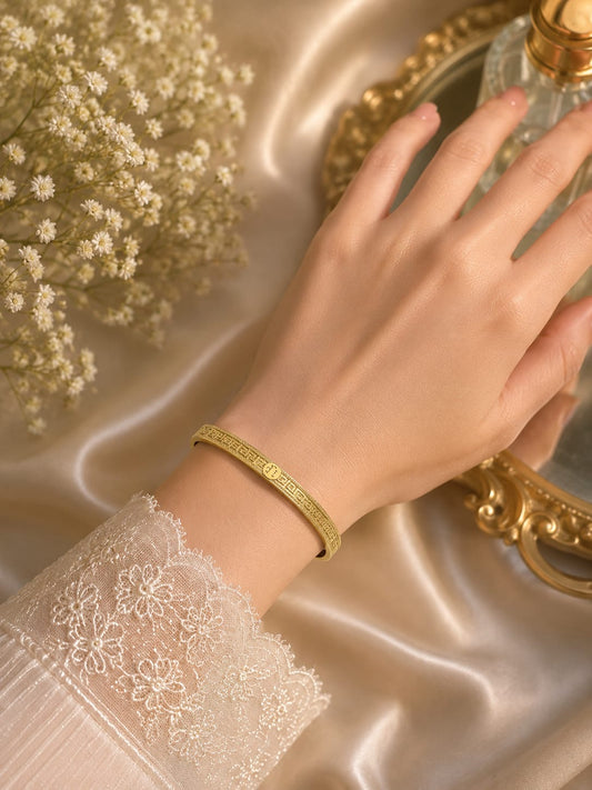 Golden Greek Key Cuff Bracelet