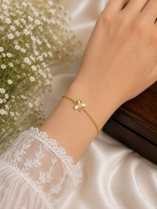 Golden Clover Flower Bracelet