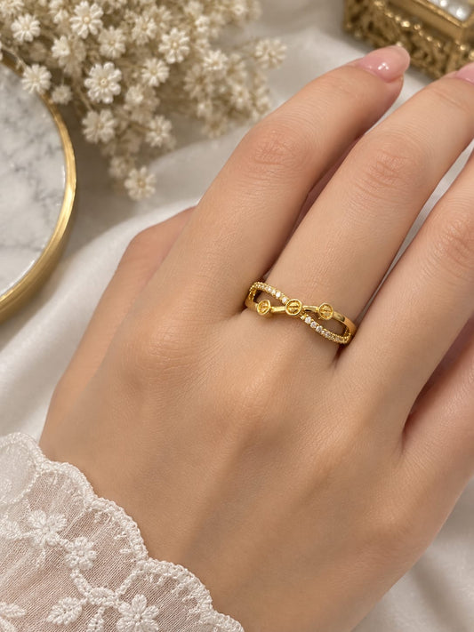Gold Cross Crystal Ring