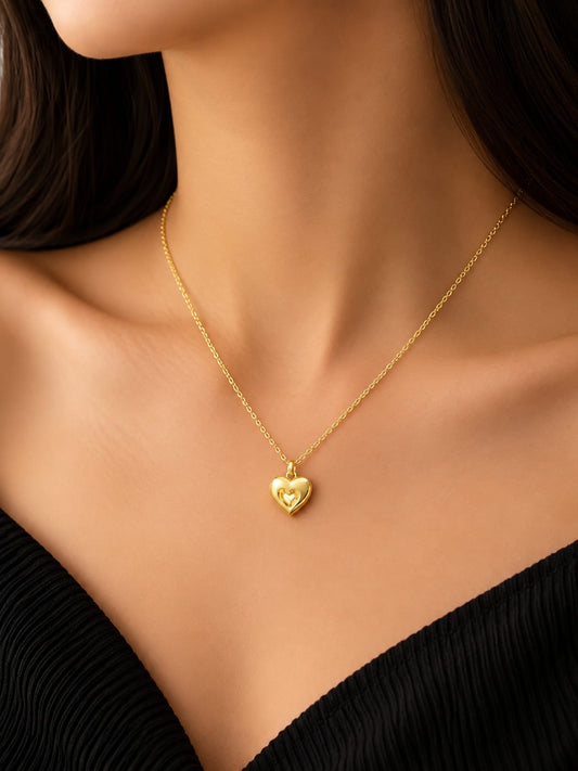 Golden Heart Pendant Necklace