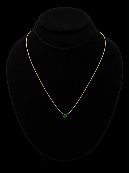 Round Green Emerald Stone Gold Pendant Necklace (stainless steel)