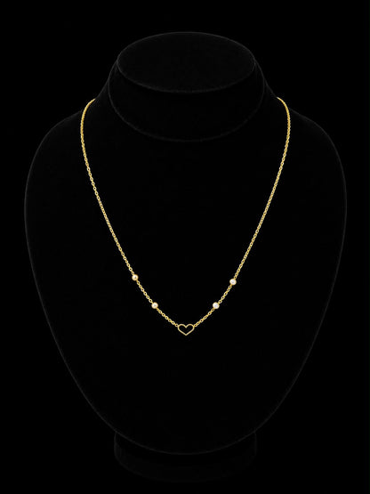 Black Heart Pendant Gold Necklace with Zircon Accents (stainless steel)