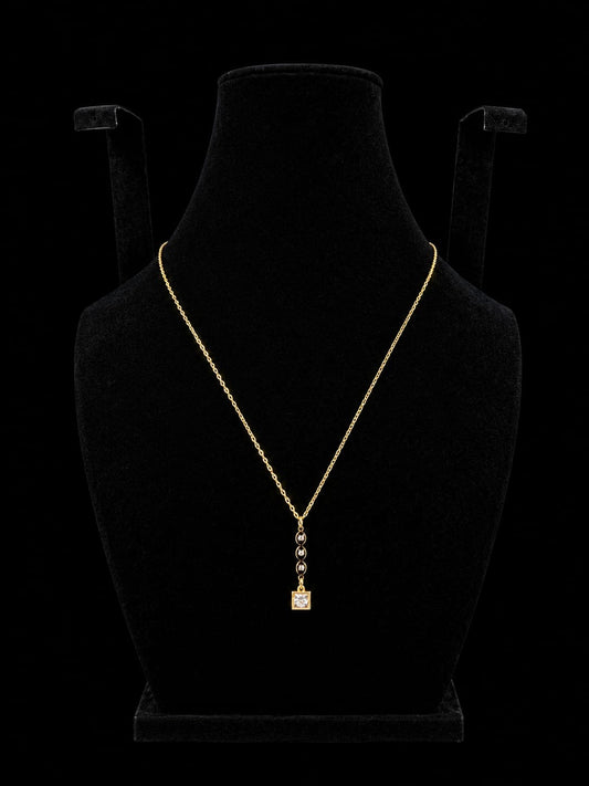 Golden Crystal Drop Pendant Necklace