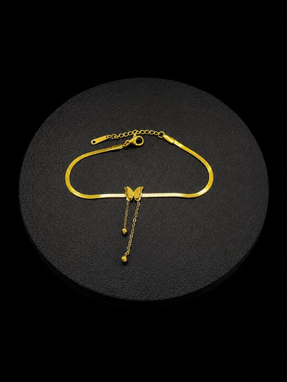 Gold Flat Chain Butterfly Bracelet (stainless steel)