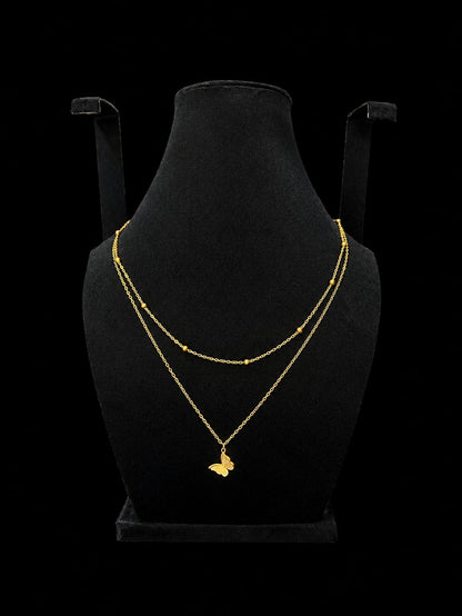 Golden Butterfly Layered Necklace