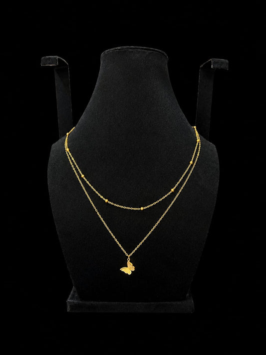 Golden Butterfly Layered Necklace