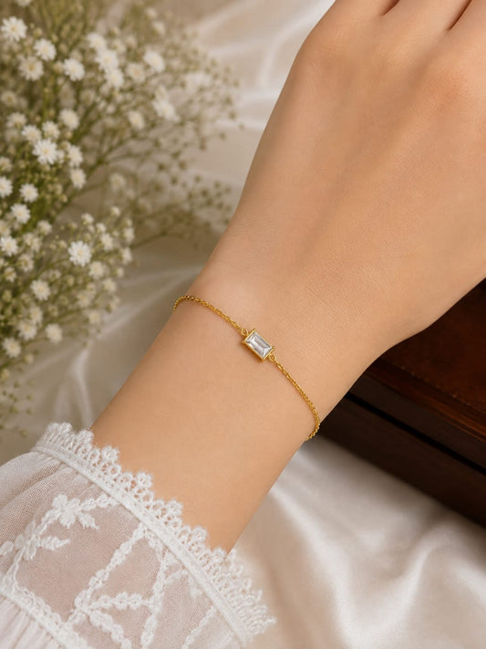 Golden Crystal Rectangle Bracelet