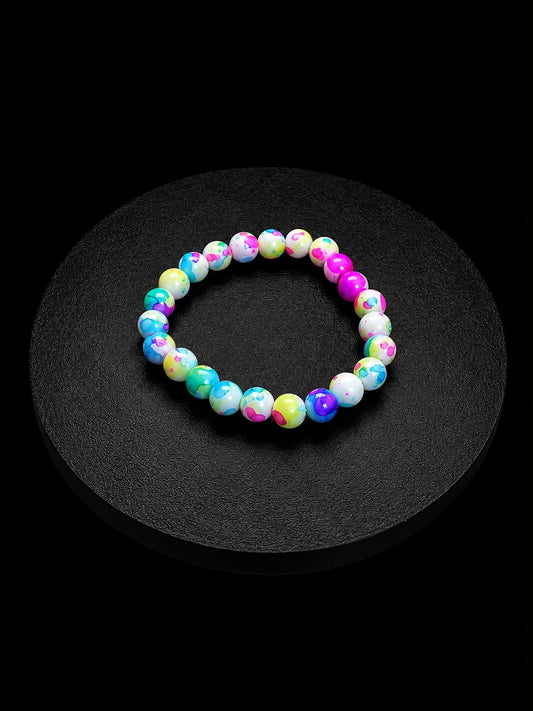 Rainbow Splatter Beaded Bracelet