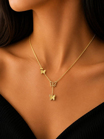 Golden Butterfly Pendant Necklace