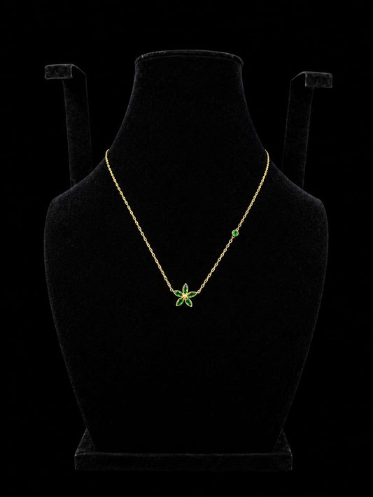 Green Flower Pendant Necklace
