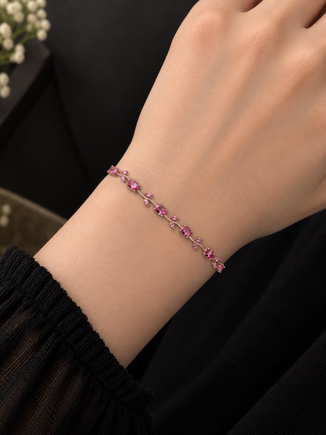 Elegant Pink Flower Bracelet