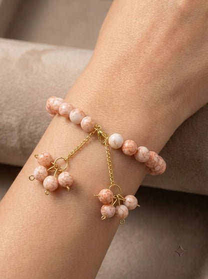 Peach color bead bracelet