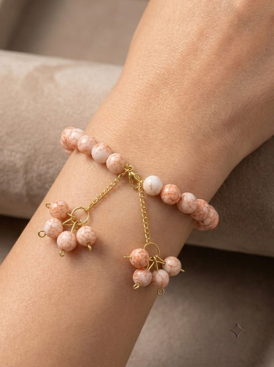 Peach color bead bracelet