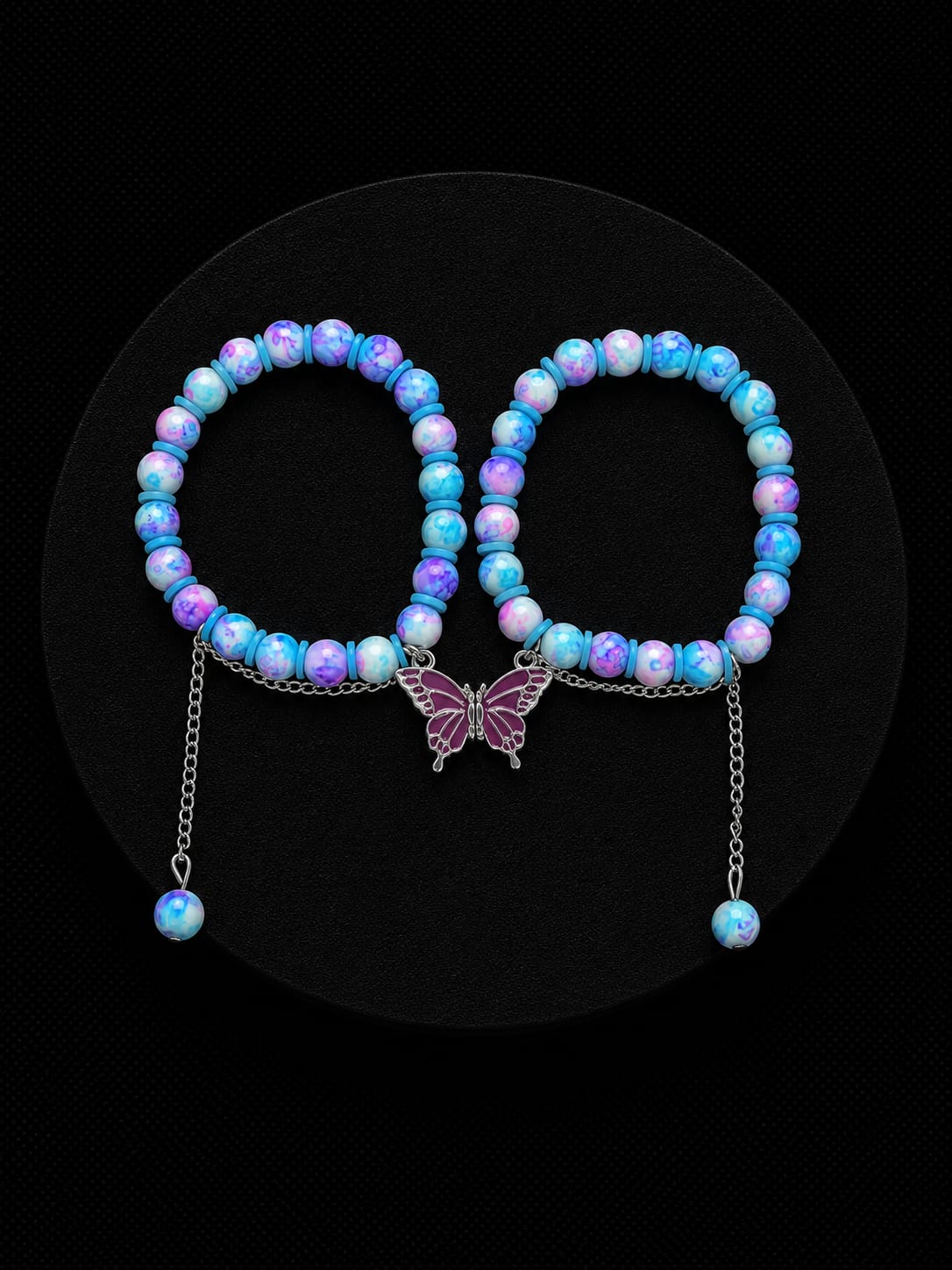Couple colorful magnet butterfly beads bracelets