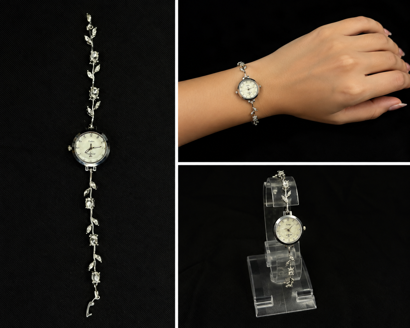 Silver Crystal Tulip Bracelet Watch