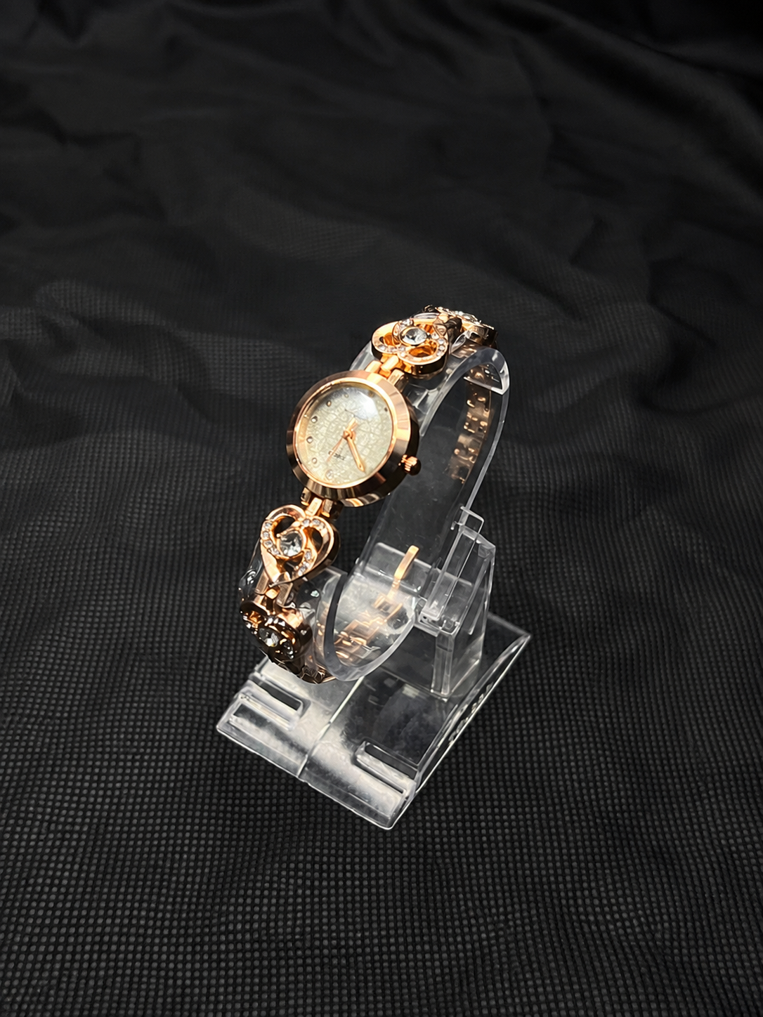 Rose Gold Swirl Heart Crystal  Watch