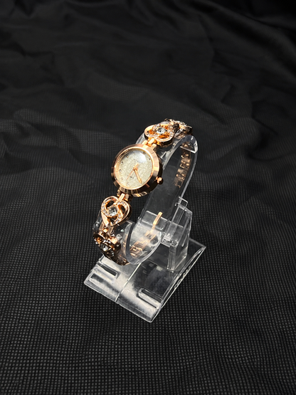 Rose Gold Swirl Heart Crystal  Watch