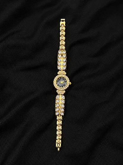 Gold Leaf Marquise Crystal Watch