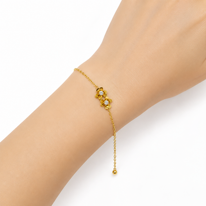 Golden Double Flower Bracelet