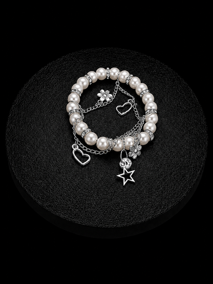 Silver Charm Pearl Bracelet